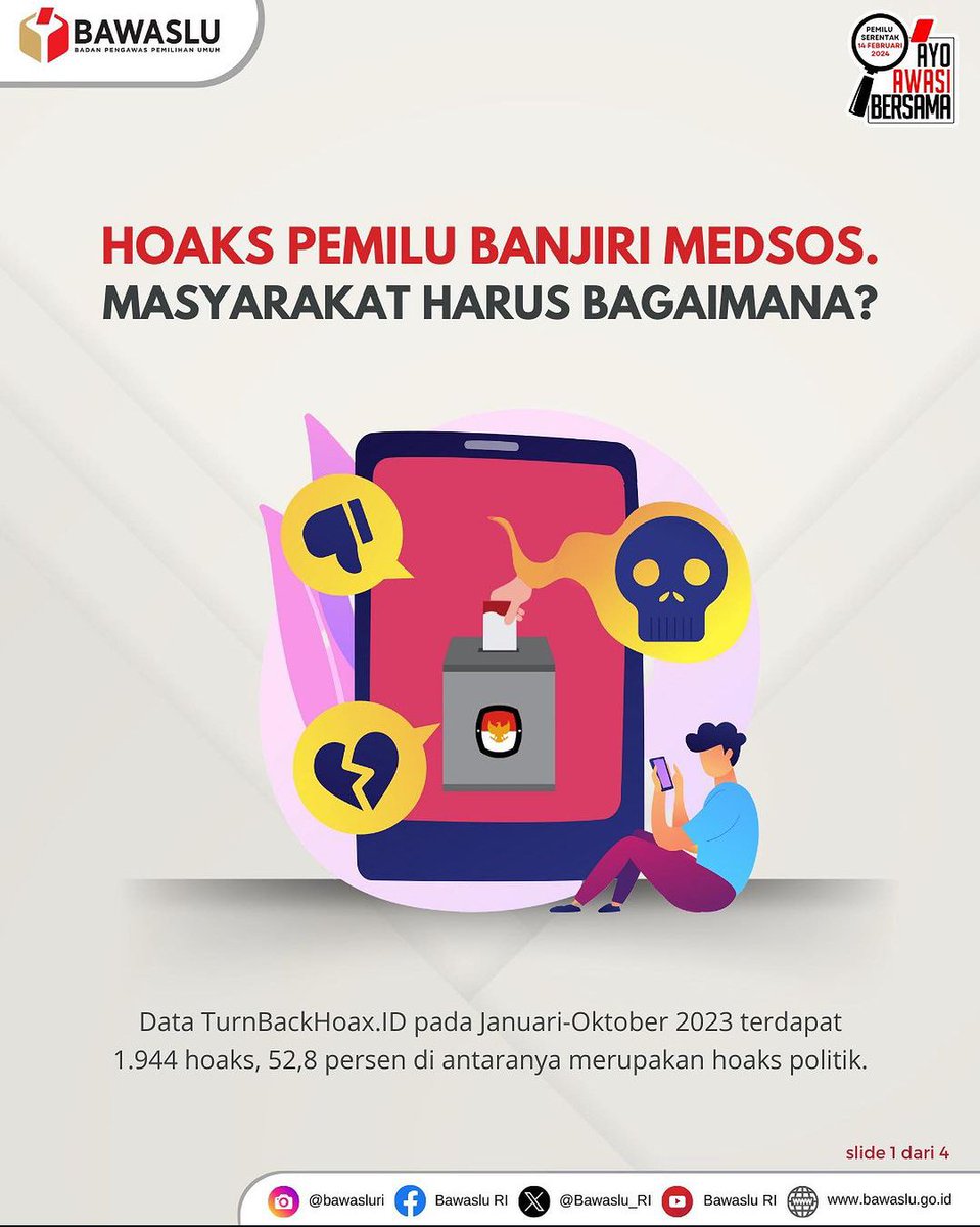 joyce16889's tweet photo. Hoaks Pemilu sudah mulai membanjiri Sosial Media nih. Bawaslu punya cara untuk menghadapi hoaks ini, yaitu dengan "7 Jurus Faktual"

Dan tidak lupa diingatkan untuk #SahabatBawaslu untuk laporkan hoaks 

#AyoAwasiBersama
#PemiluSerentak2024
@BawasluRI
@BawasluKepri
@BawasluBatam https://t.co/W8bGUd6xZa