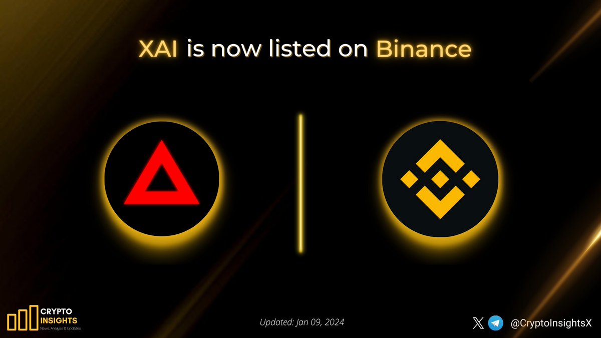 📢 @XAI_GAMES $XAI is now listed on @binance #XAI is the first layer3 in  the arbitrum ecosystem, designed to onboard traditional gamers to #web3  gaming. #Binance is the largest cryptocurrency exchange in