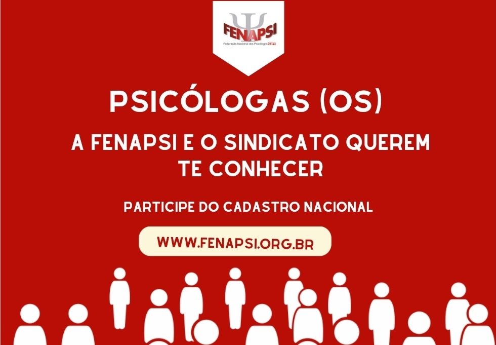 fenapsicut's tweet photo. O CADASTRO NACIONAL é uma iniciativa da FENAPSI para conhecer o perfil profissional da categoria, nos aproximar mais, desenvolver ações sindicais e estabelecer um canal de comunicação direta. 
https://t.co/P0SlQGqs4a https://t.co/ZY0ocAUdBw