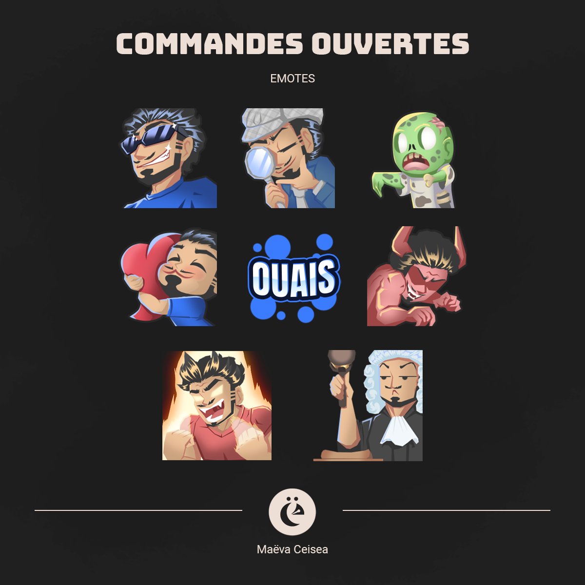 MaevaCeisea's tweet photo. 2024 Je me lance ! 🎨

j'ouvre mes commandes Je crée des illustrations personnalisées. Badges - emotes statique ou animé et overlays.

📝 signature d'un devis, majeur uniquement. 
Contact par mail ou mp https://t.co/5FzrEPomhY