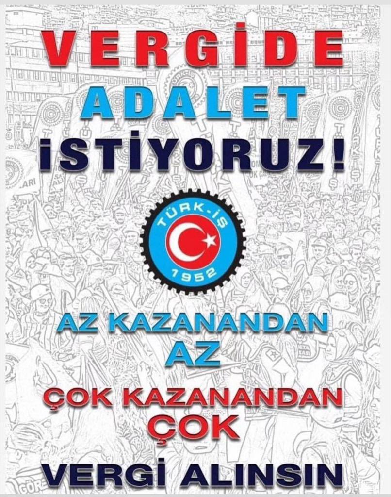 umutaga06's tweet photo. AZ KAZANANDAN AZ, ÇOK KAZANANDAN ÇOK VERGİ ALINSIN!
#vergideadalet!
Türkiye’de TÜRK-İŞ Var...

VERGİDE ADALET İSTİYORUZ!
#vergideadalet!
Türkiye’de TÜRK-İŞ Var... https://t.co/FCAH3lXeRP
