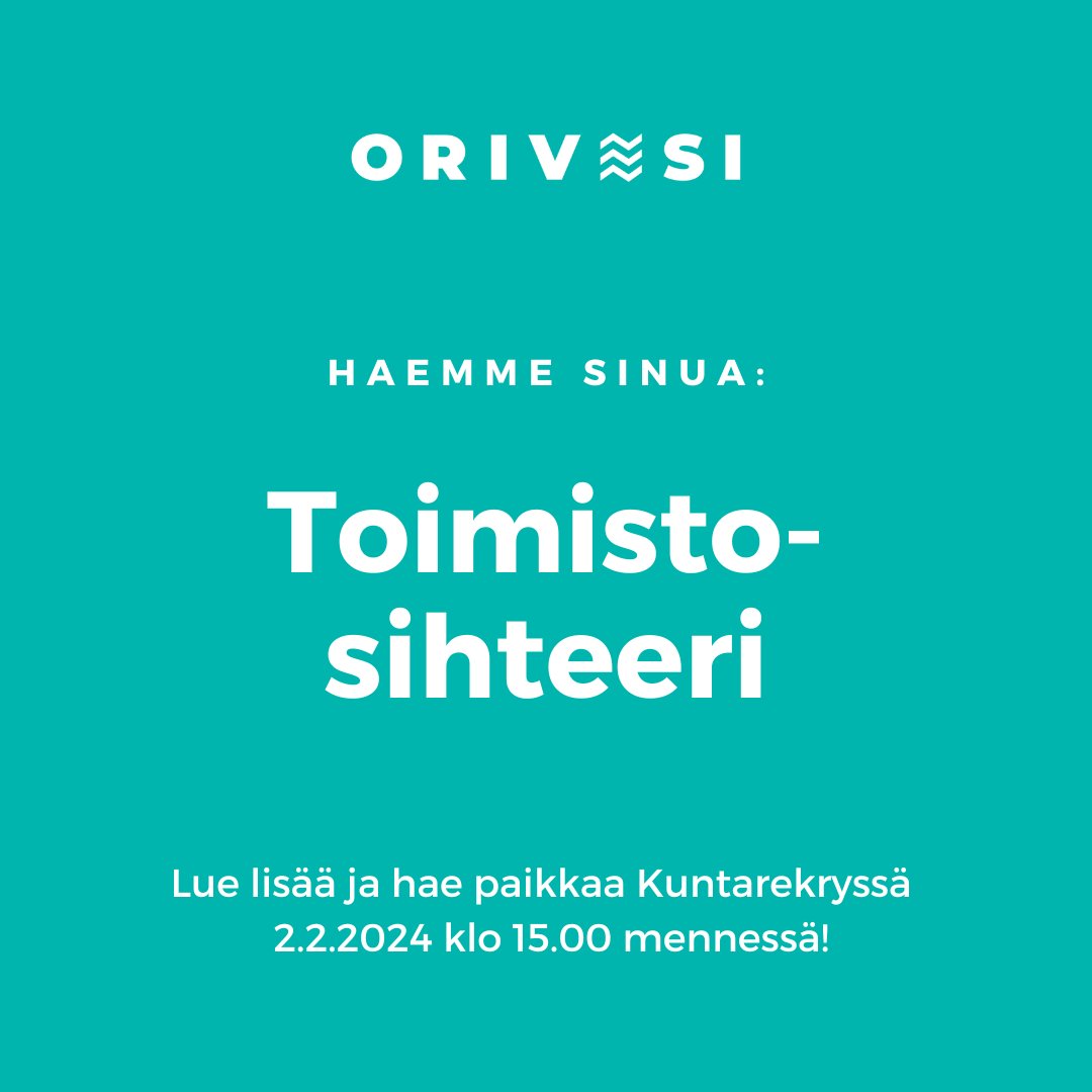 📣 Haemme juuri sinua, toimistosihteeri! Tehtäviisi kuuluvat ostoreskontran hoito sekä muut taloushallinnon toimistotehtävät.

✅ Tarjoamme sinulle monipuoliset edut!

👉 Lue lisää ja hae meille töihin Kuntarekryssä 2.2.2024 kello 15.00 mennessä: kuntarekry.fi/fi/tyopaikat/t…