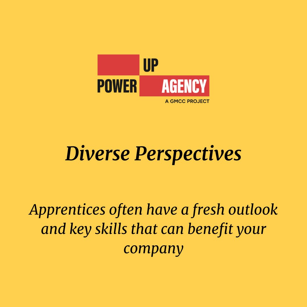 gmchamber's tweet photo. A benefit of apprenticeships is they often inject your team with new ideas from a range of social backgrounds and skills, both of which are essential in a creative role. 
 
Take a look at how your business can benefit from apprenticeships here: https://t.co/ntgcVNn1nJ https://t.co/HGo3t57JD5