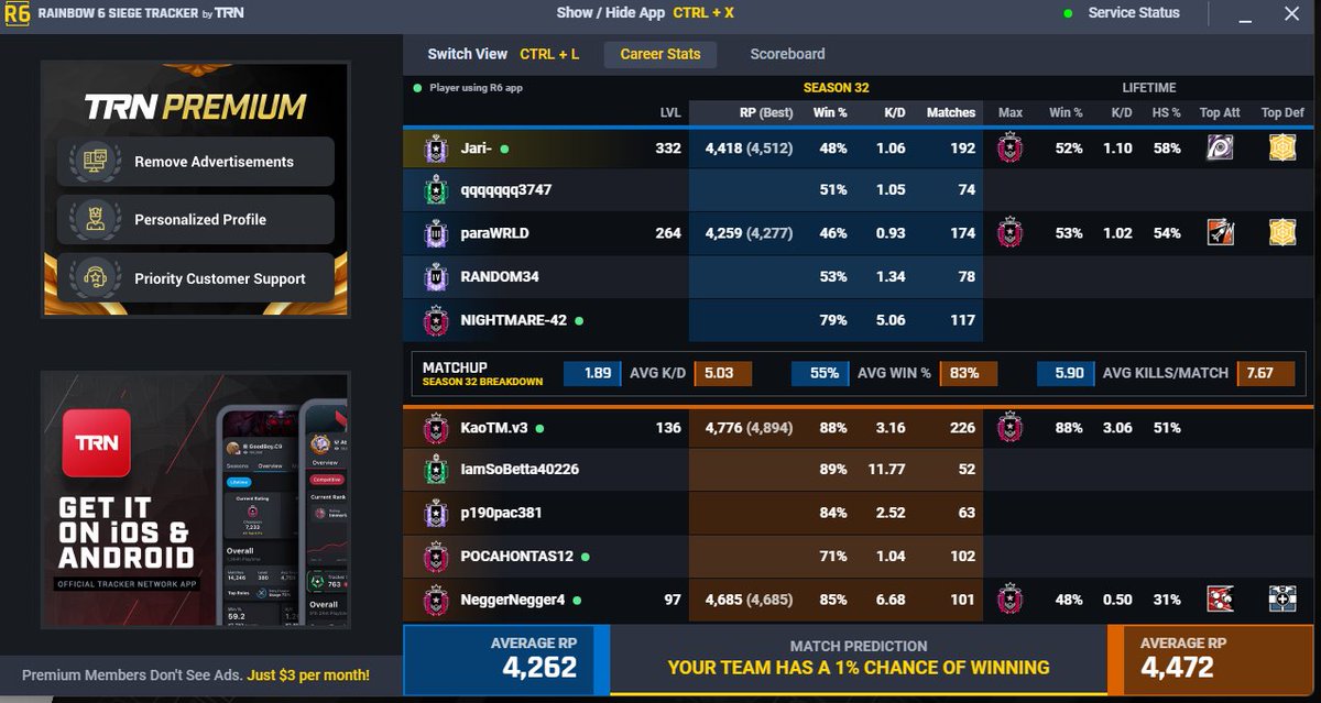 Jari_R6's tweet photo. @UbisoftSupport this is average high elo game, pls get proper anti cheat. Game is unplayable rn https://t.co/YvxrHOw7M4
