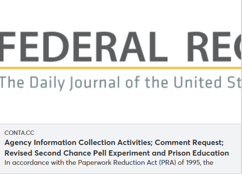 STEM_OPS's tweet photo. We invite you to review and provide comments on the Revised Second Chance Pell Experiment and Prison Education Program (PEP) Data Collection.
To access, please visit:
https://t.co/bW5ZuztDgy
#SecondChancePellExperiment #PrisonEducationProgram https://t.co/uPob32MzS9
