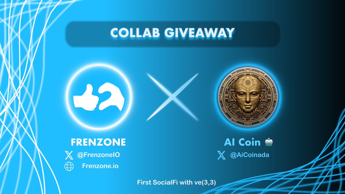 frenzoneIO's tweet photo. 🎁𝐂𝐨𝐥𝐥𝐚𝐛 𝐆𝐢𝐯𝐞𝐚𝐰𝐚𝐲
𝐅𝐫𝐞𝐧𝐳𝐨𝐧𝐞 - First SocialFi with ve(3,3) 🤝 𝐀𝐈 𝐂𝐨𝐢𝐧 🤖

🏆5 WL from @AiCoinada
🏆5 WL from @frenzoneIO

To enter: 
1️⃣ Follow @frenzoneIO &amp; @AiCoinada
2️⃣Like❤, RT &amp; tag 2 friends

#Socialfi #Frenzone #Aptos #ETH #NFT #Giveaways https://t.co/UFWpgdVJf4