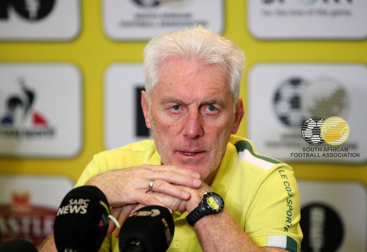 BafanaBafana's tweet photo. Press conference concluded, where coach Hugo Broos and players Ronwen Williams (C) and Thabang Monare shared their camp experience so far as well as looking ahead to the preparation game  for #TotalEnergiesAFCON2023 #AFCON2023 #CAN2023 against Lesotho, tomorrow. #BafanaPride https://t.co/QgaALlAmKu