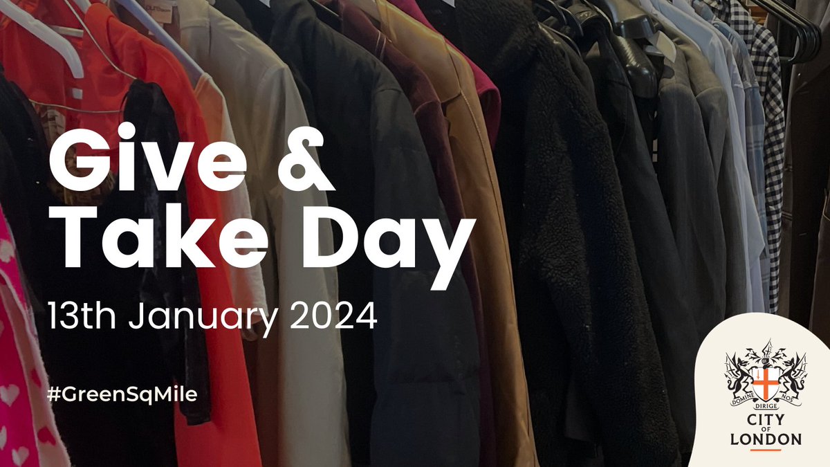 Green Square Mile (@greensqmile) on Twitter photo 🧸Having an early spring clean? Join us for the first #GiveAndTakeDay of the year!
♻️Bring along your unwanted items - and pick up 'new' ones.
📅 13 Jan
📍 St Giles' Cripplegate
🕙 10am - 3pm
<a href="/cityoflondon/">City of London</a> <a href="/thecityofldn/">The City of London</a> #circulareconomy
🔗cityoflondon.gov.uk/events/give-an… 🧸Having an early spring clean? Join us for the first #GiveAndTakeDay of the year!
♻️Bring along your unwanted items - and pick up 'new' ones.
📅 13 Jan
📍 St Giles' Cripplegate
🕙 10am - 3pm
<a href="/cityoflondon/">City of London</a> <a href="/thecityofldn/">The City of London</a> #circulareconomy
🔗cityoflondon.gov.uk/events/give-an…
