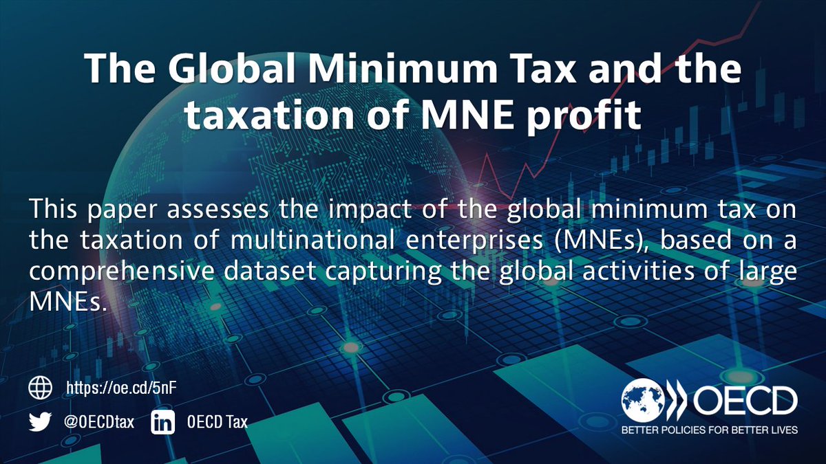[OUT NOW] New analysis assesses the impact of the Global Minimum Tax on large MNEs low-taxed profit, profit shifting incentives, tax rate differentials & corporate tax revenues of large MNEs operating worldwide ➡️ oe.cd/5nF Key highlights🧵⤵️