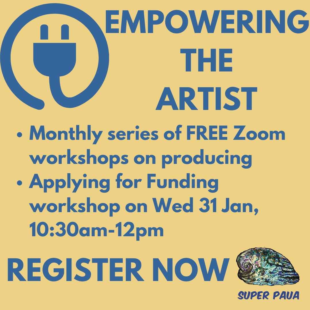 The first workshop in our Empowering the Artist series is Applying for Funding, on Wednesday 31 January, 10:30am-12pm.  To find out more or register for this FREE Zoom workshop check out our new website! superpaua.net/workshops-trai…  #artistdevelopment #artsfunding