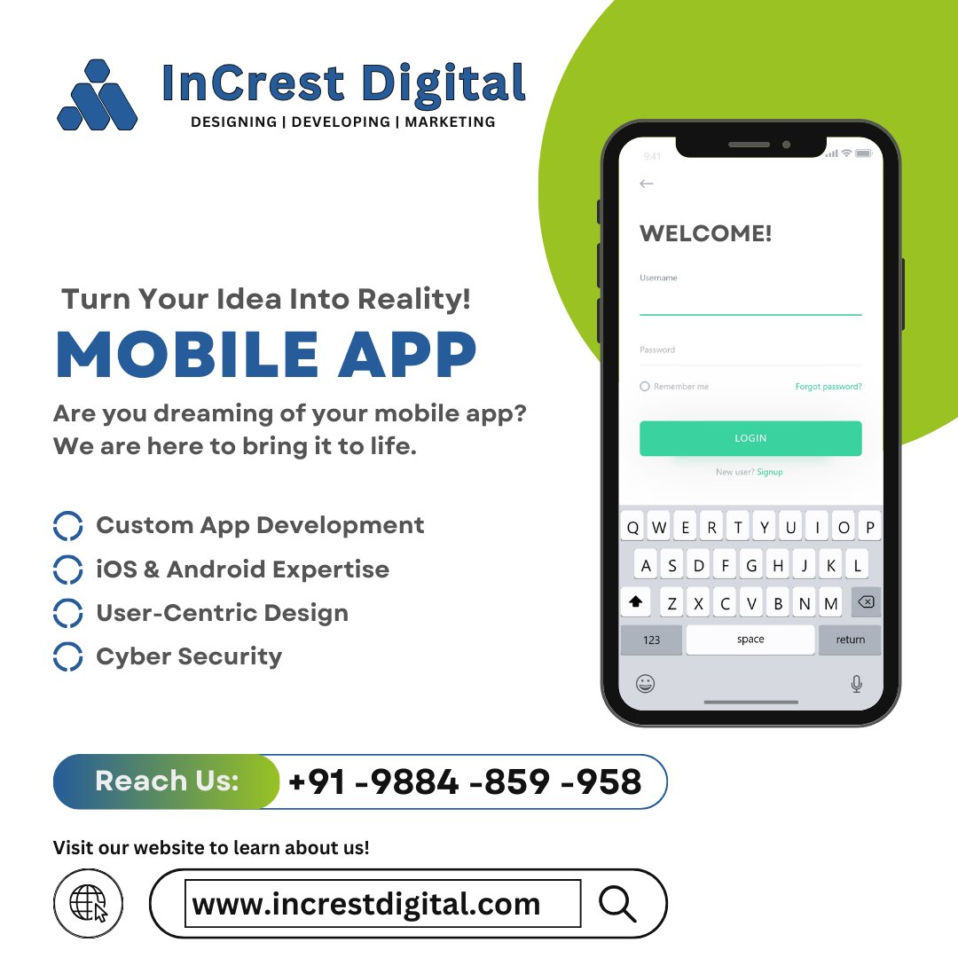 Are you dreaming of your mobile app? We are here to bring it to life.

#InCresting #InCrestDigital #MobileAppDevelopment #MobileAppDesign #AppDevelopment #AndroidAppDevelopment #iOSAppDevelopment