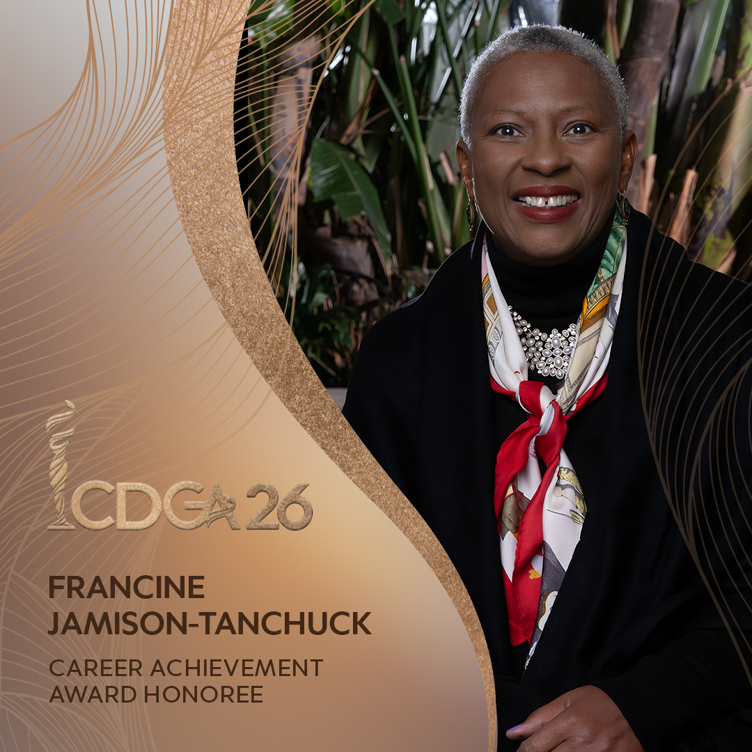 We are thrilled to announce Francine Jamison-Tanchuck as the esteemed recipient of the 26th CDGA Career Achievement Award. 🌟  

@cdglocal892

#CDGA
#CostumeDesignersGuild #CDG892