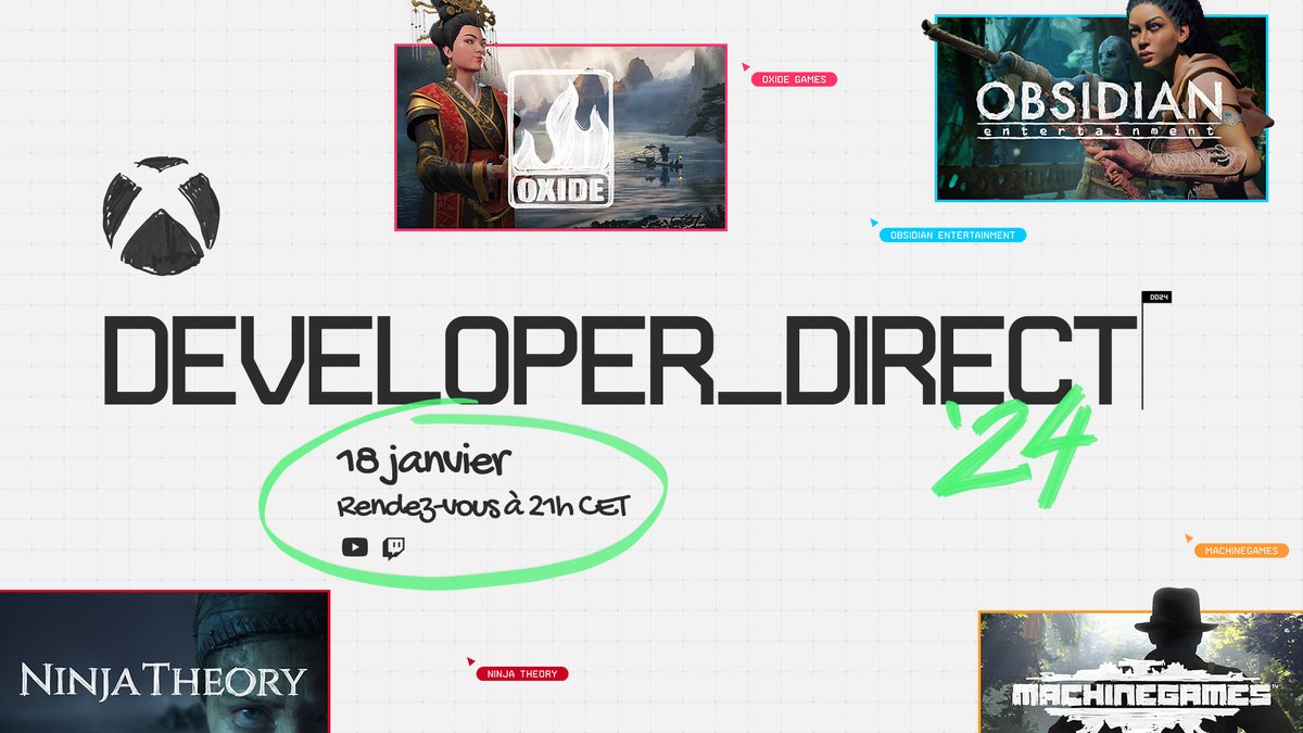⚫️🟢 C'est officiel, il y aura bien un nouveau Developer_Direct cette année !

Le jeudi 18 javier à 21h, des infos sur :
➡️ Hellblade 2
➡️ Avowed
➡️ Ara: Untold History
➡️ Indiana Jones !!!
➡️ Un shadow-drop ?

Ca va être le 🔥