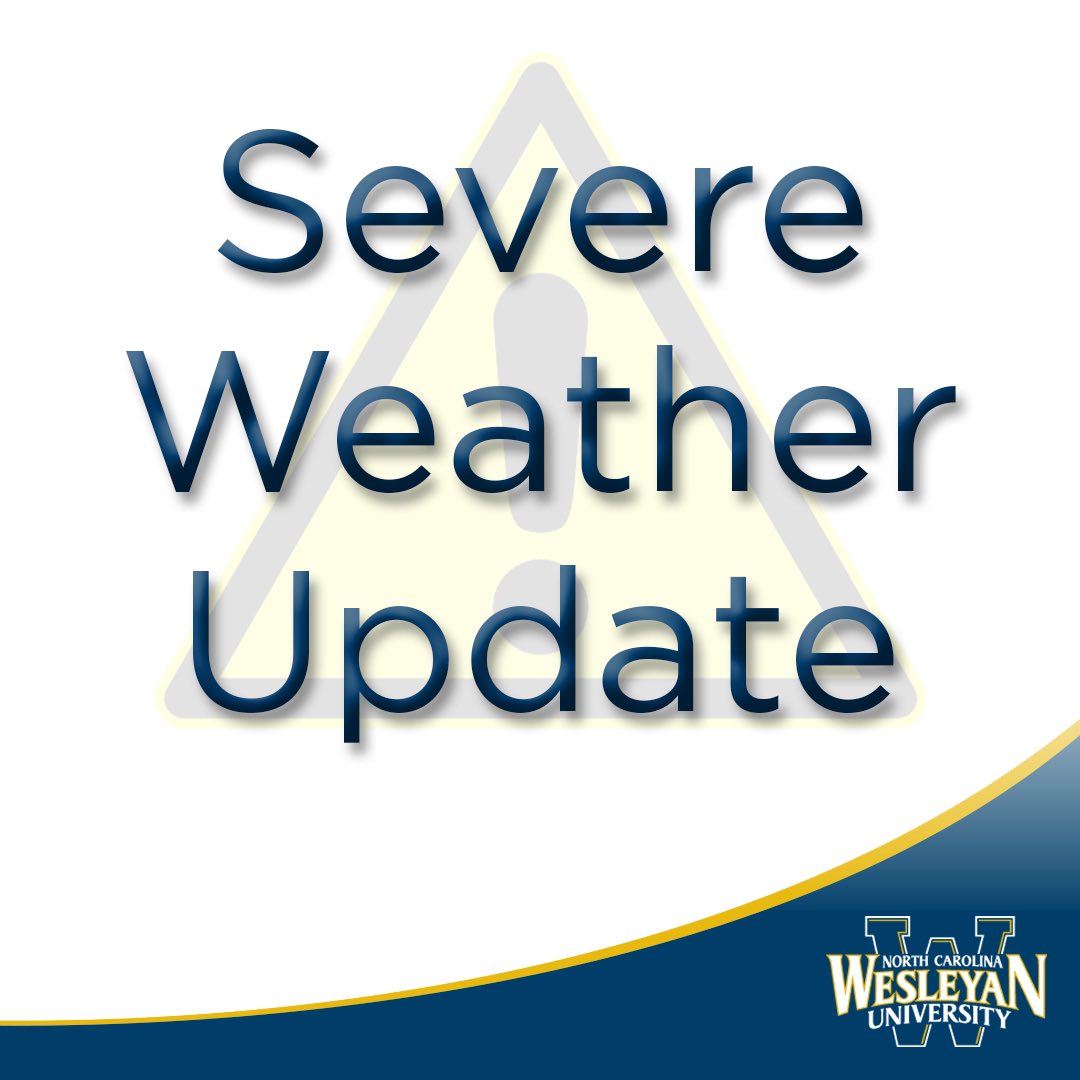 Due to weather forecasts indicating a very strong line of thunderstorms and the possibility for isolated tornadoes to pass through our area between 5:00 p.m. and 8:00 p.m., the University will close at 3:00 p.m. today!