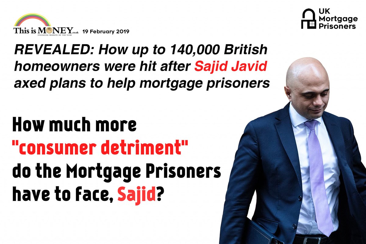 jilly284's tweet photo. @carolvorders Time for @sajidjavid to have his peerage removed having knowingly allowed the 16yrs of financial detriment continue, despite calls for the govt to end the #MortgagePrisonerScandal they knowingly caused. 200k families have had their homes &amp; lives ruined due to the govt wrong doing https://t.co/f0LIDrcLpg