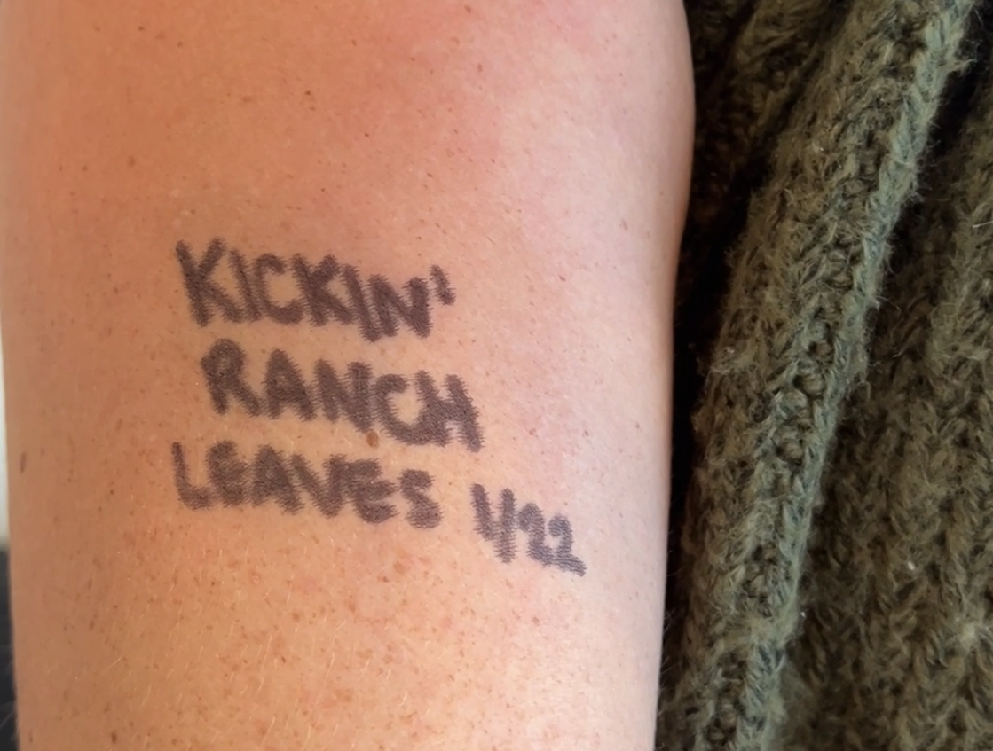 tatted on my skin so u know its real… I hate to say this but kickin’ ranch will be leaving us jan 22nd 😪