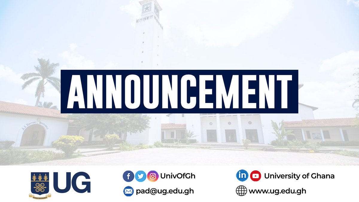 UnivofGh's tweet photo. Random Bed Allocation will be undertaken on Thursday, 11th January 2024 at 12:00 pm.

For assistance or enquiries, please reach out on WhatsApp to the Admission Help Desk on 0200480344.

More details here - https://t.co/AndWzXlU3E

#UGIS75 
#IntegriProcedamus https://t.co/mhoJCn79jD