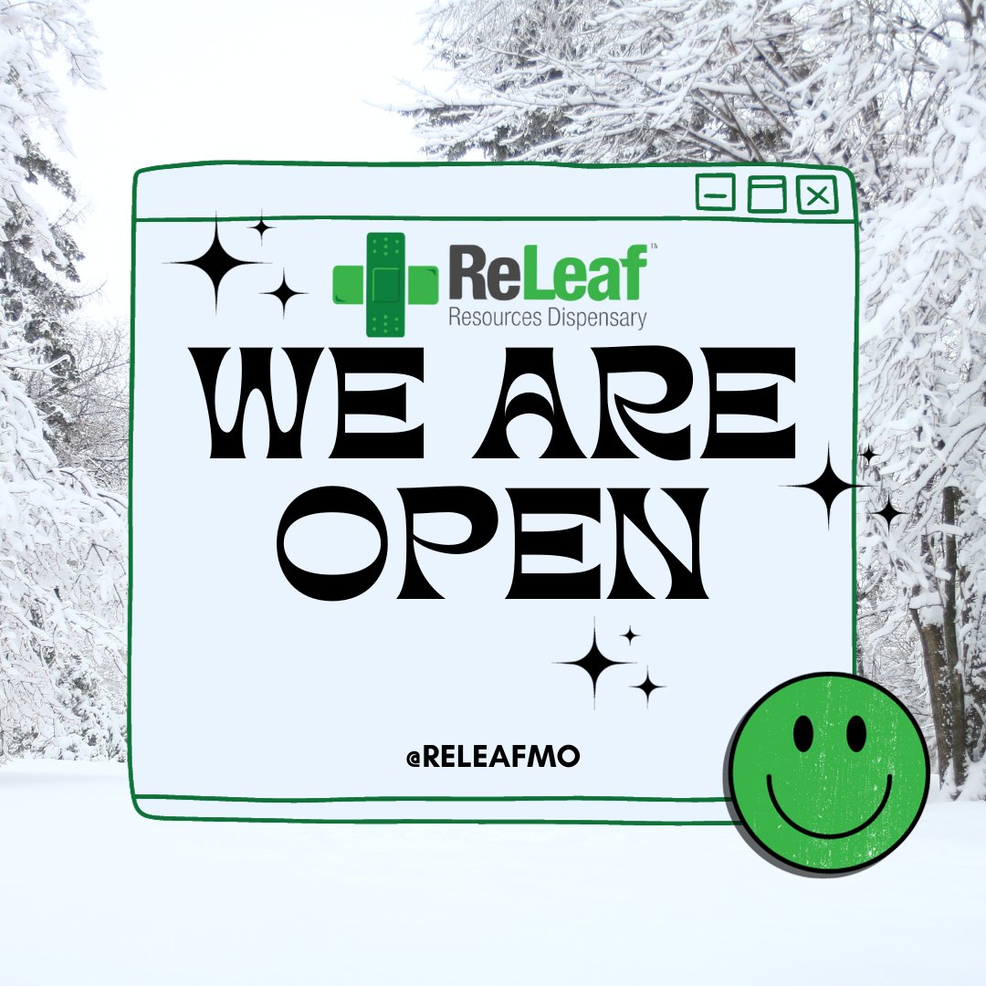 ReLeafMo's tweet image. Braving the snow to keep you cozy! ❄️🌿 Releaf Resources is OPEN today. Come warm up with your favorite products! Stay safe and toasty! #SnowDayRelief #OpenForYou