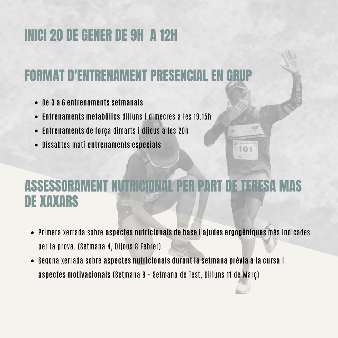 NOVETAT! 💥

Aquest any, entrena't per a la 29a Mitja Marató!

T'oferim un programa d'entrenament de 12 setmanes per ajudar-te a assolir el teu repte personal 💪

Tota la informació a 👉 bit.ly/41TcM7T