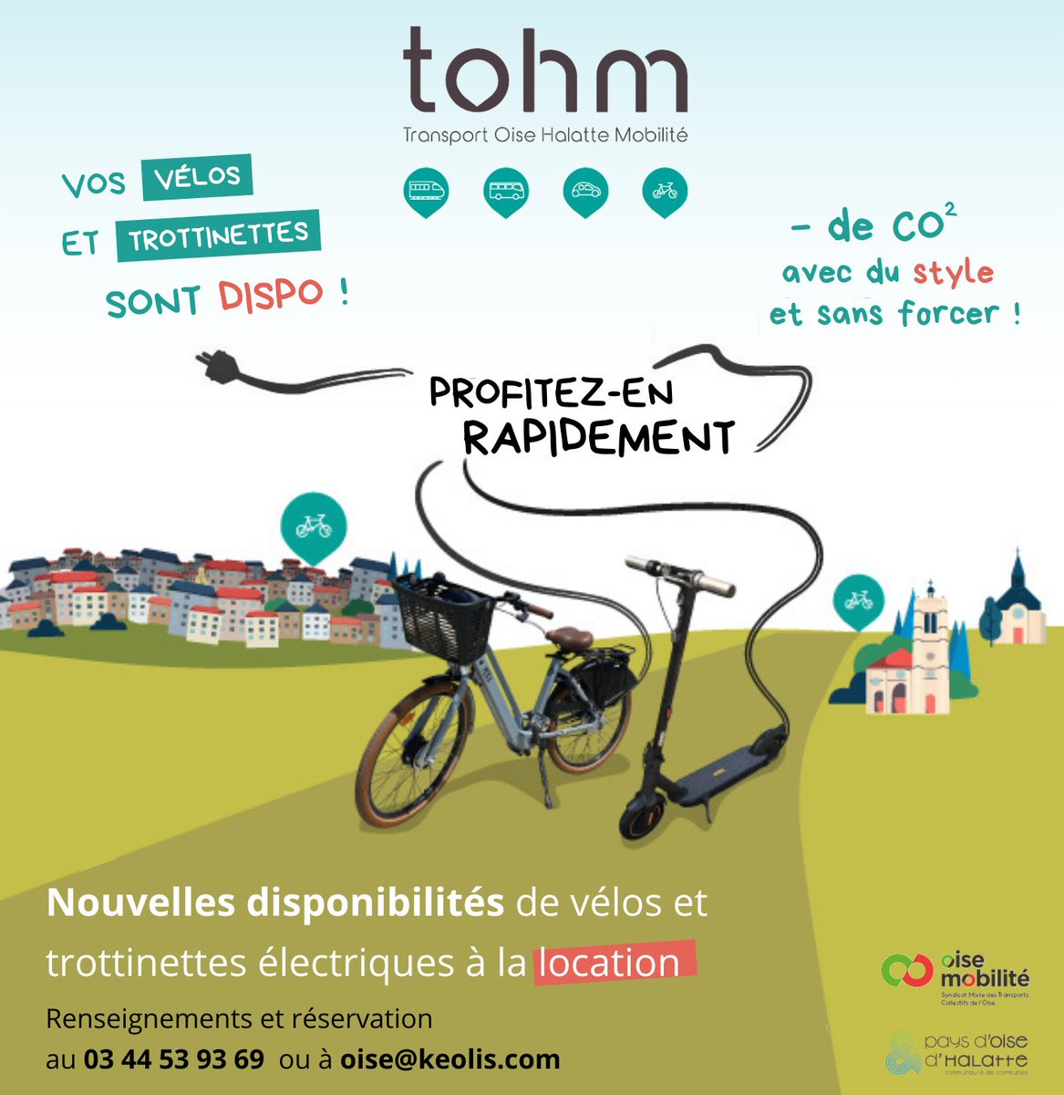 keolisoise's tweet photo. Nouvelles disponibilités de vélos et trottinettes électriques à la location, n'attendez plus et réservez !

Pour en profiter, il suffit d'habiter sur le territoire de la CCPOH.

📷 Retrouvez plus d'informations sur https://t.co/mOXvxuWsja https://t.co/EdftohVZiT