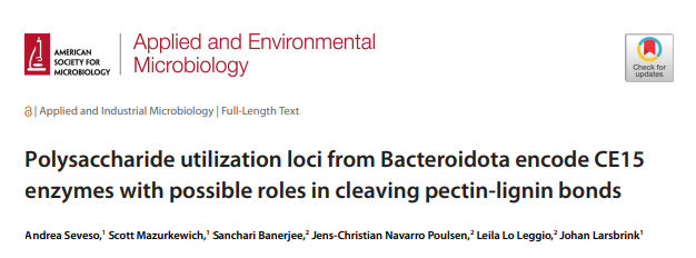 Seveso and coworkers show that  that carbohydrate esterases 15 family may also have other activities targeting pectins and other polysaccharides. Contragulations to Andrea, <a href="/SMazurkewich/">Scott Mazurkewich</a> , @JohanLarsbrink , and the collaborators. journals.asm.org/doi/pdf/10.112…