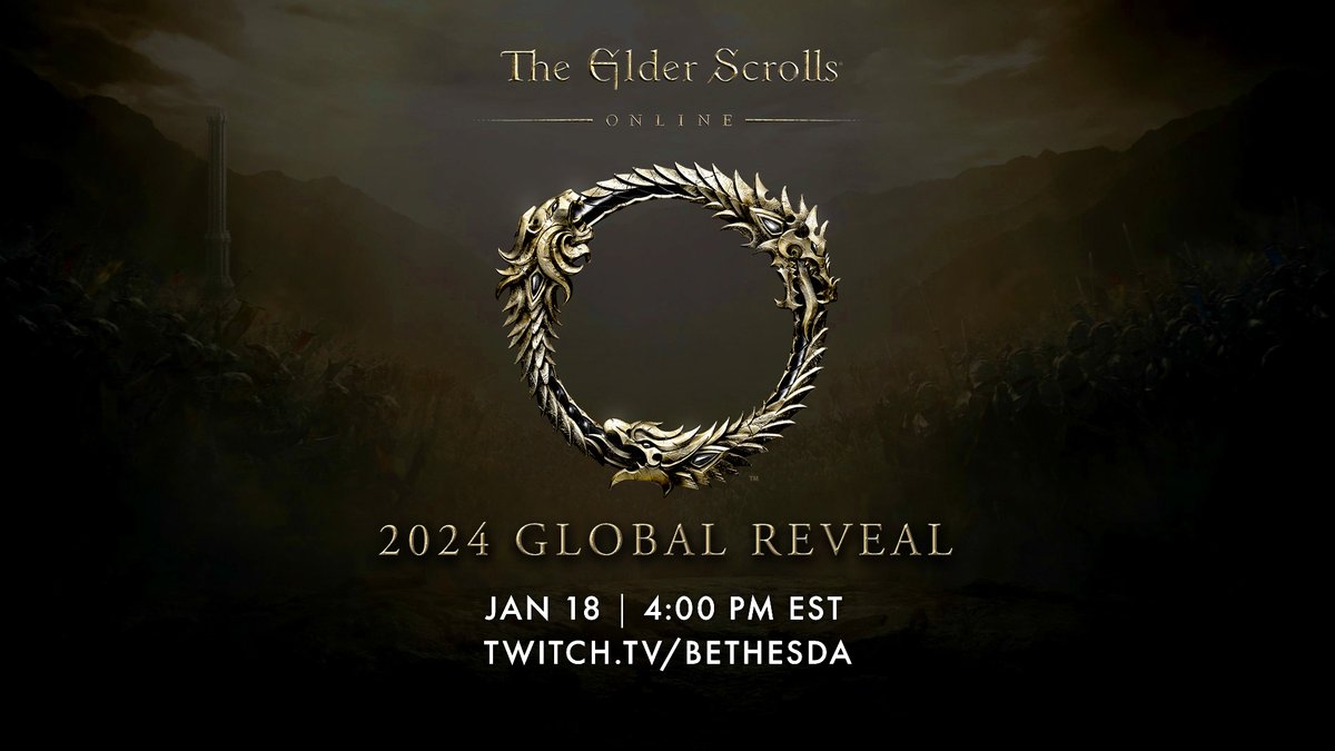 A new adventure awaits. Tune in to the 2024 #ESOGlobalReveal to discover what lies ahead in Tamriel. 
 
🗓️ Thurs., Jan. 18 
⏰ 4:00 PM ET/21:00 UTC
beth.games/3Scar52