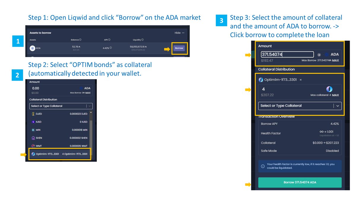 RnGcrYptO's tweet image. 🚀 Exciting news! 🤝 @liqwidfinance &amp;amp; @OptimFi, leading #Cardano lending protocols, join forces for more borrowing options on #LiqwidFinance! 🌐 Utilize your 1-month #Optim Bonds as collateral to borrow $ADA effortlessly! 💸🔗 #Crypto #DeFi