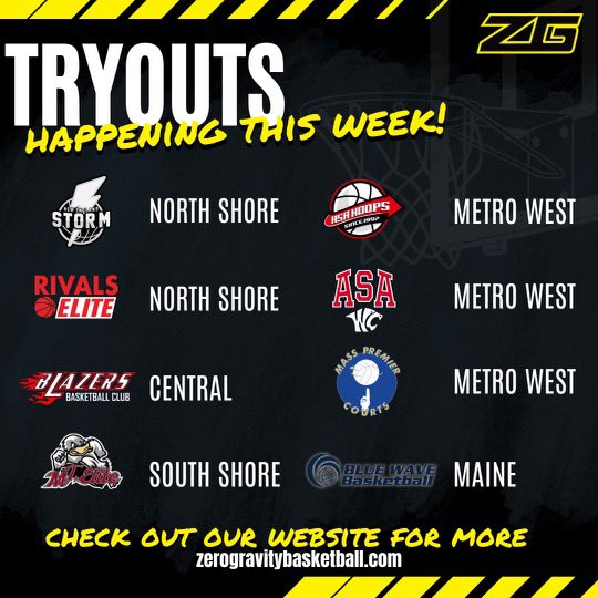 ✅ out the tryouts happening near you this week‼️

🔗: bitly.ws/36IX4

<a href="/ZeroGravityBB/">Zero Gravity Basketball</a> || #ZGBB || 🟡⚫️