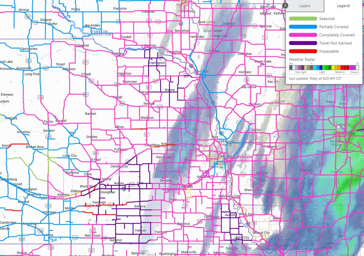 NWSOmaha's tweet photo. Most roads in the area are snow-covered and traffic is running slow. 

Avoid unnecessary travel and give yourself plenty of time to arrive if you do have to hit the slick roads. https://t.co/x4RD60OuMb