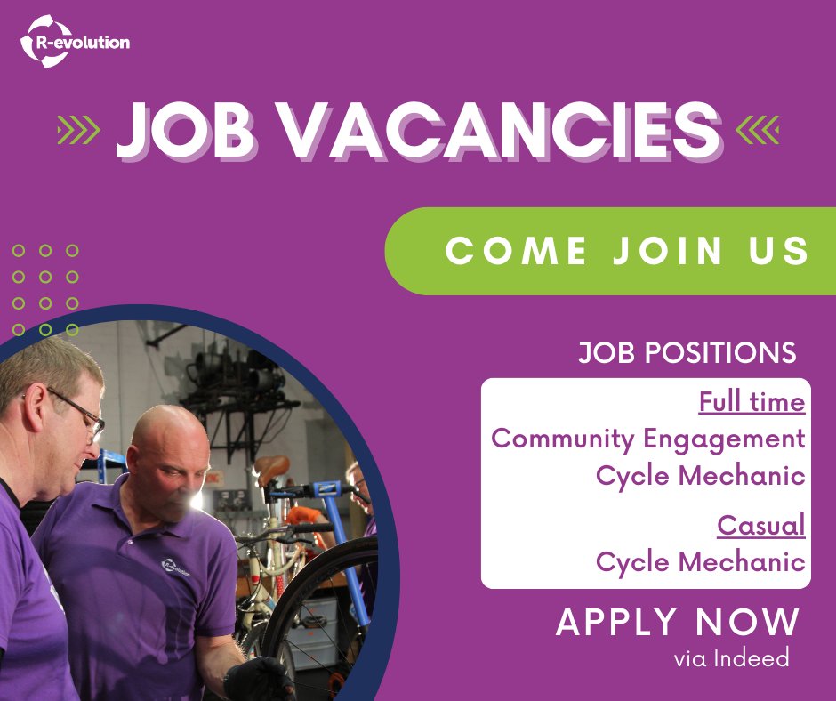 We are looking for a full time community cycle mechanic and a casual worker who can help fill in when we are short on staff! Think this could be of interest to you? Find more information and apply via Indeed bit.ly/41TeupP.