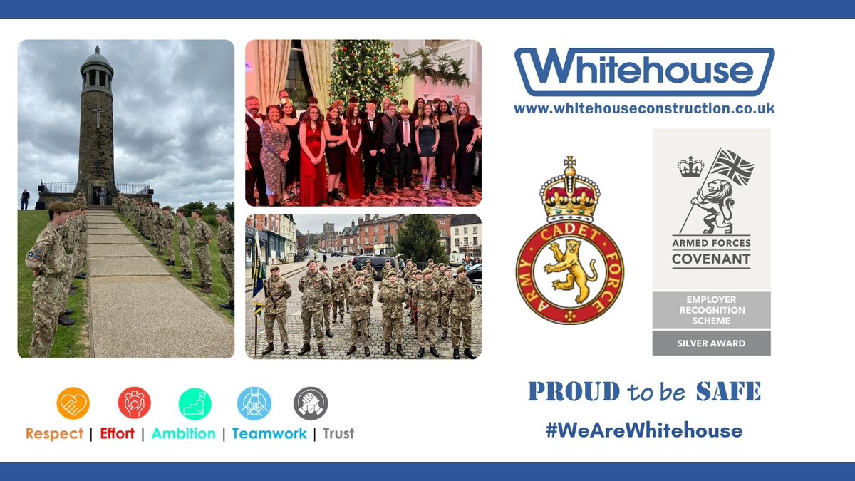 As Silver Awardees of the Armed Forces Covenant, we are proud to support our local Ashbourne Cadet Force. We have sponsored their Summer Camp, Christmas Ball and helped purchase much needed Kit. @east_mids_rfca #WeAreWhitehouse #SilverArmedForces
