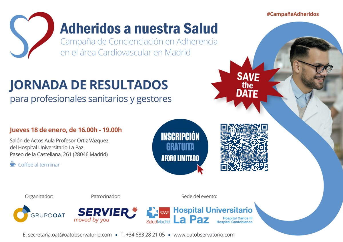 En la Jornada de Resultados de la #CampañaAdheridos de #Adherencia en #Cardiovascular, #CarmenValdés y @encarnafdelp, mostrarán los RESULTADOS de los talleres formativos para pacientes y cuidadores 📅 18/01 ⏰16h-19h ✍️Inscríbete gratis: lc.cx/OeG46X @EspanaServier