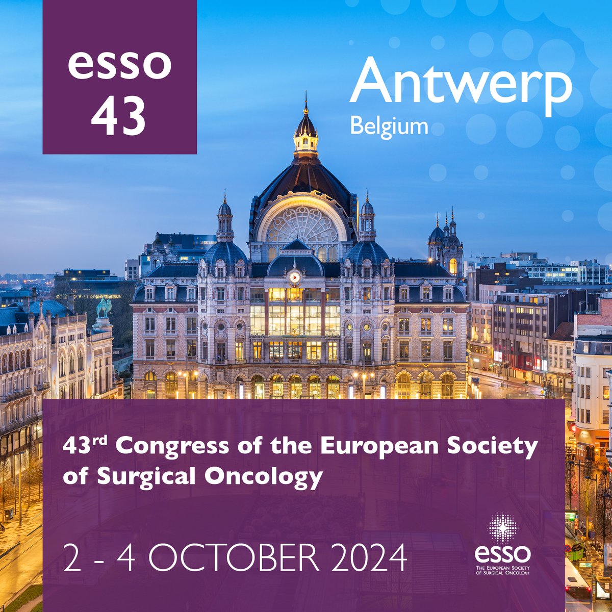 European Society of Surgical Oncology (ESSO) (@essonews) on Twitter photo 🎯Have you saved the date for #ESSO43 yet?
🗓️2-4 October 2024
📍Antwerp, Belgium 🇧🇪
<a href="/asgbi/">ASGBI</a> <a href="/BASO_ACS/">BASO~The Association for Cancer Surgery</a> <a href="/SurgeryWomen/">WomenInSurgeryUK</a> <a href="/SOS_Pk/">Surgical Oncology Society Pakistan. SOSPK</a> <a href="/ASiTofficial/">ASiT</a> <a href="/Cerrahi_Onko/">Cerrahi Onkoloji Derneği</a> <a href="/sbco_oficial/">Sociedade Brasileira de Cirurgia Oncológica (SBCO)</a> <a href="/SFCOnco/">SFCO</a> <a href="/operarelcancer/">SEOQ | Los cirujanos del cáncer #operarelcancer</a> <a href="/touchONCOLOGY/">touchONCOLOGY</a> <a href="/OncoAlert/">OncoAlert</a> <a href="/YoungSurgeonsAT/">Youngsurgeons</a> @junge_chirurgie <a href="/YSAC_PK/">Young Surgeons Advisory Committee (YSAC)</a> <a href="/EYSAC1/">EYSAC</a> <a href="/ejsotweets/">European Journal of Surgical Oncology</a> 🎯Have you saved the date for #ESSO43 yet?
🗓️2-4 October 2024
📍Antwerp, Belgium 🇧🇪
<a href="/asgbi/">ASGBI</a> <a href="/BASO_ACS/">BASO~The Association for Cancer Surgery</a> <a href="/SurgeryWomen/">WomenInSurgeryUK</a> <a href="/SOS_Pk/">Surgical Oncology Society Pakistan. SOSPK</a> <a href="/ASiTofficial/">ASiT</a> <a href="/Cerrahi_Onko/">Cerrahi Onkoloji Derneği</a> <a href="/sbco_oficial/">Sociedade Brasileira de Cirurgia Oncológica (SBCO)</a> <a href="/SFCOnco/">SFCO</a> <a href="/operarelcancer/">SEOQ | Los cirujanos del cáncer #operarelcancer</a> <a href="/touchONCOLOGY/">touchONCOLOGY</a> <a href="/OncoAlert/">OncoAlert</a> <a href="/YoungSurgeonsAT/">Youngsurgeons</a> @junge_chirurgie <a href="/YSAC_PK/">Young Surgeons Advisory Committee (YSAC)</a> <a href="/EYSAC1/">EYSAC</a> <a href="/ejsotweets/">European Journal of Surgical Oncology</a>