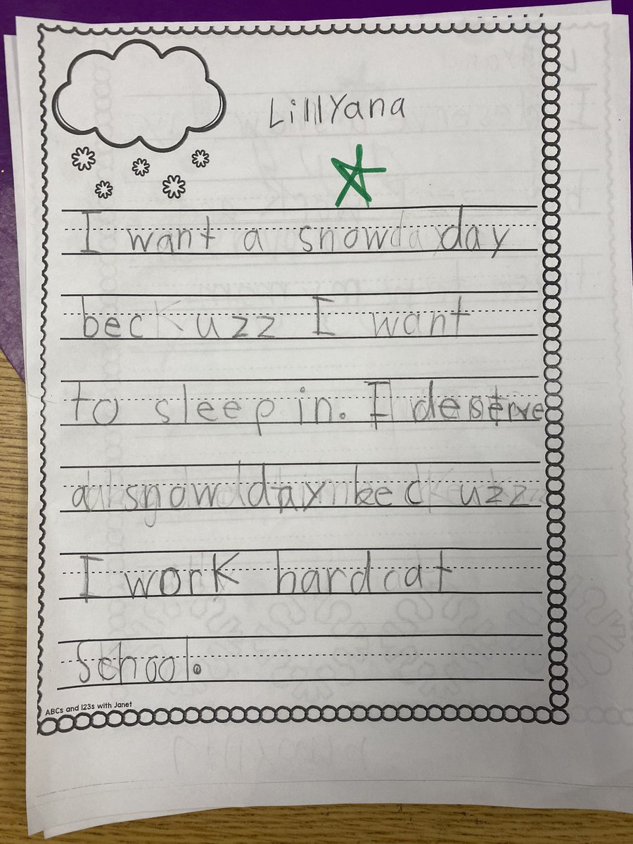 MrsSperryBPS's tweet photo. These first graders convinced Mother Nature they DESERVED a snow day! Working hard at school, listening to mom.. all perfect reasons! #440proud https://t.co/NPFPmXZxqi