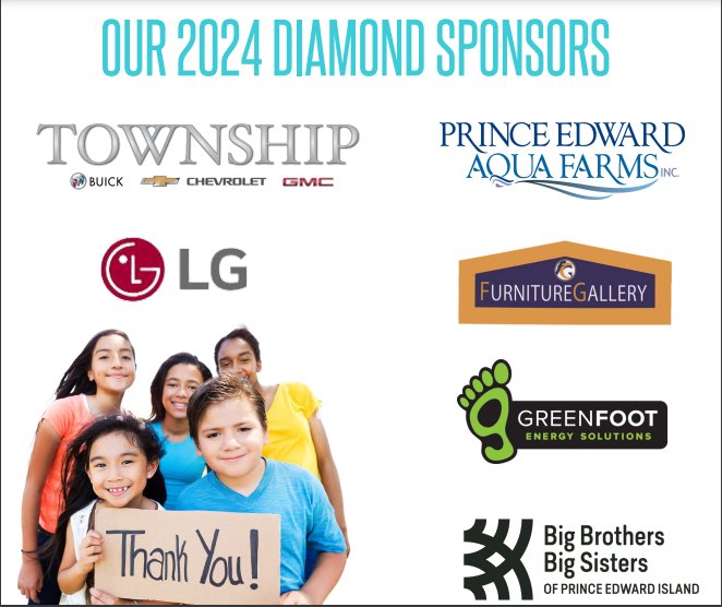 BBBSPEI's tweet image. Thank you to all of our amazing Diamond Sponsors for our 2024 Campaigns! Without them, we wouldn’t be able to offer all of our free programs to the youth of PEI! 

@stingraymusic @PurolatorInc @FirstBookCanada @cfcy @TownshipChev @PEAquaFarms @LGCanada @greenfoot