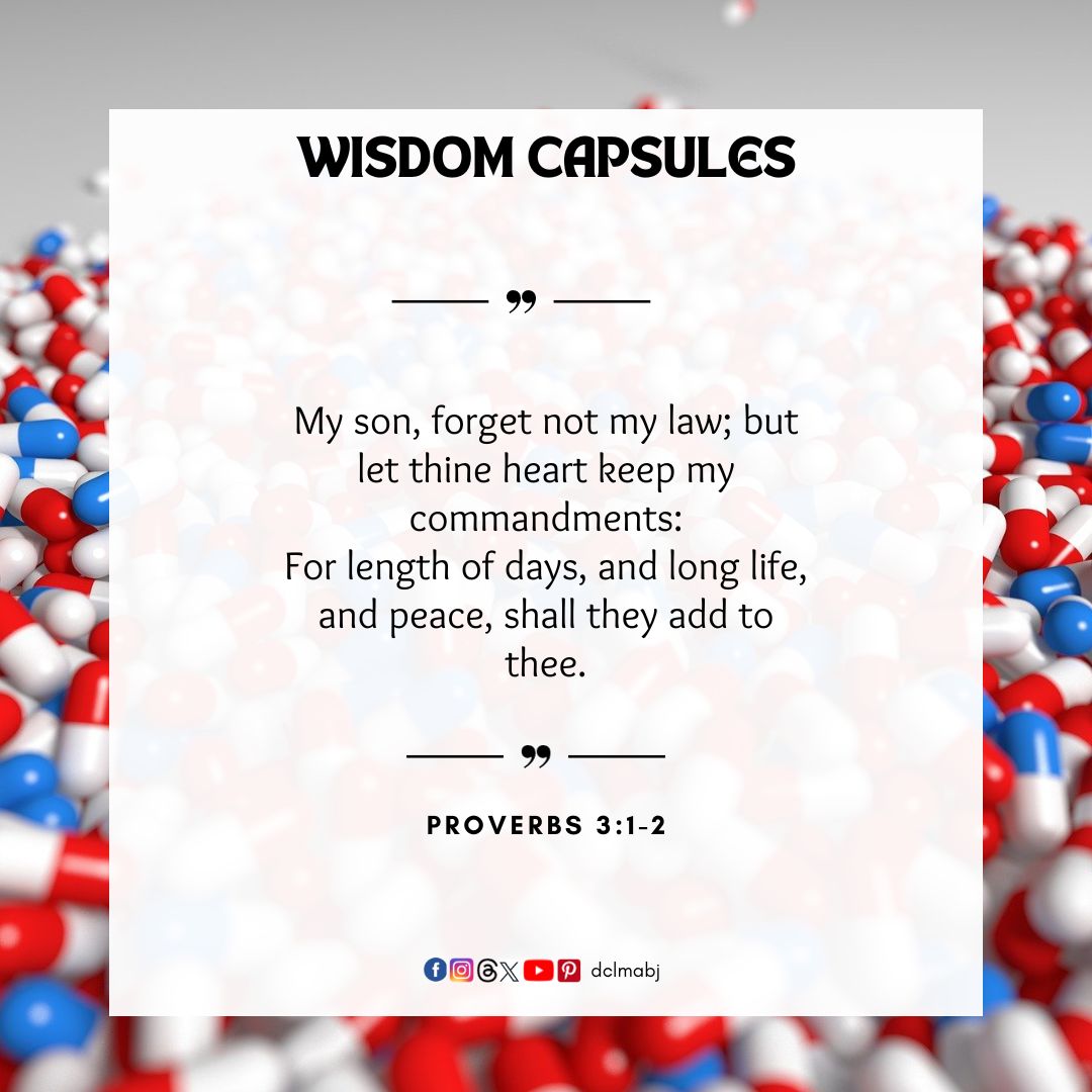 dclmabj's tweet photo. #WisdomGuide

My son, never forget the things I have taught you. Store my commands in your heart.
If you do this, you will live many years, and your life will be satisfying - Proverbs 3:1-2

#DailyWisdomCapsules
#wisdomquotes
#ProverbsofSolomon https://t.co/BKYPx39RS5