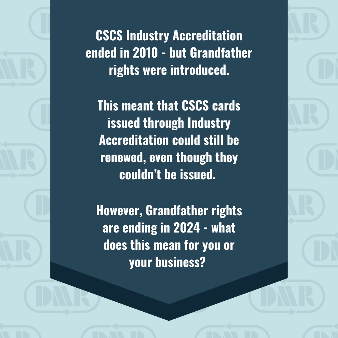 DMRTraining's tweet image. Did you know that grandfather rights are ending? This could have a huge effect on your construction career or business if you aren’t prepared for how this will change #CSCScards. 

Find out more about grandfather rights here: 

dmr-training.co.uk/grandfather-ri…