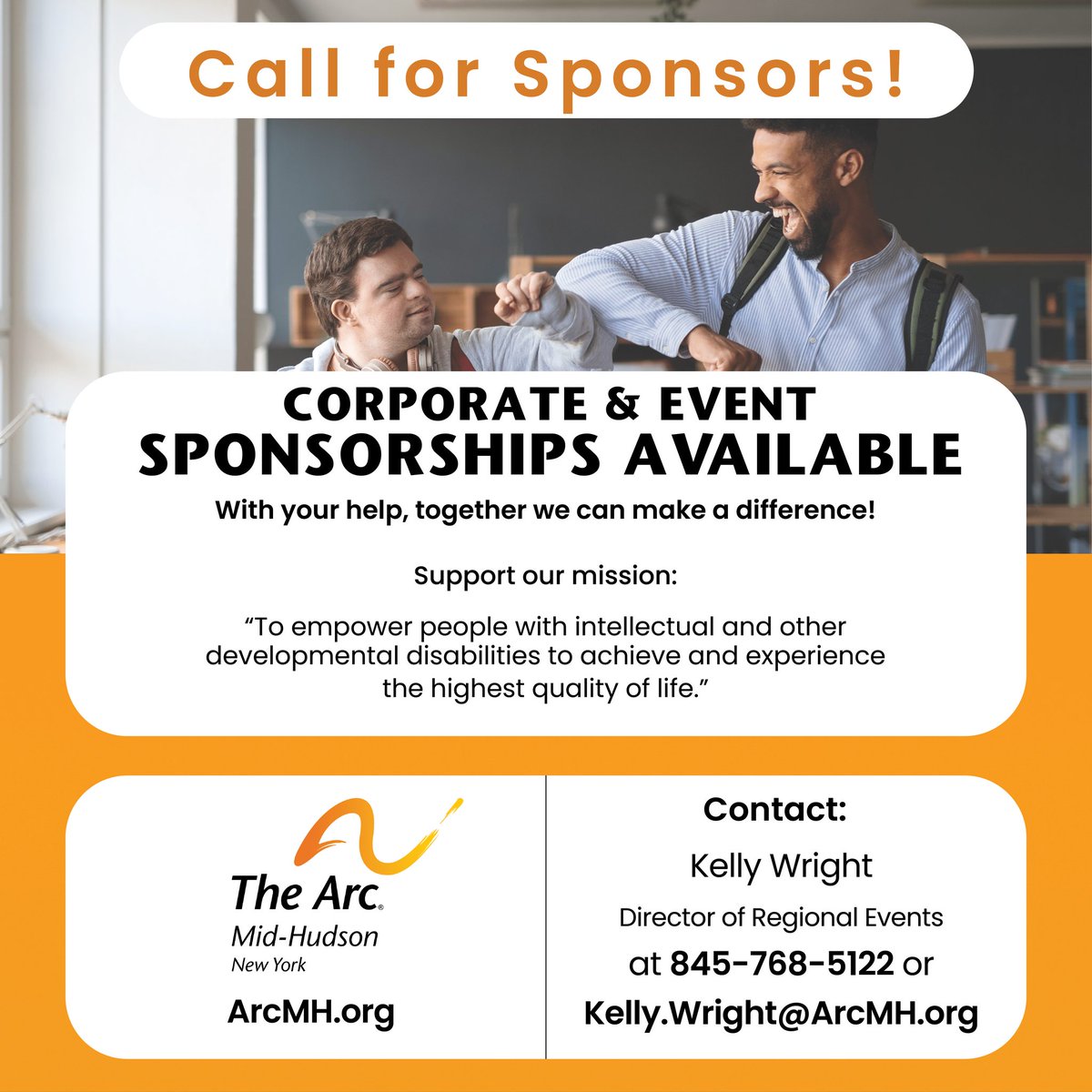 TheArcMH's tweet photo. Join in to support The Arc Mid-Hudson by becoming a 2024 Corporate or Event Sponsor. There are several opportunities and tiers to choose from!

Visit https://t.co/o6UQcSO1wq to view our 2024 Sponsorship Brochure.

Thank you for making a difference! https://t.co/Ij4eEqPlIJ