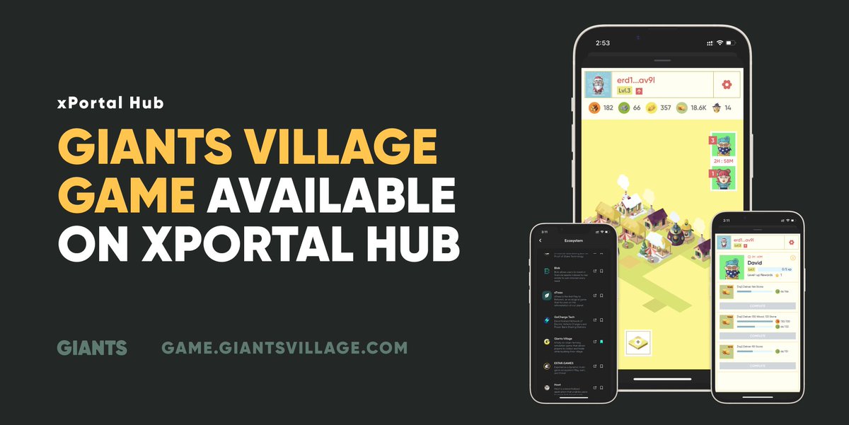 🌐Giants Village GAME is now accessible directly from
<a href="/xPortalApp/">xPortal</a>💥
🚀 This integration means seamless access and a massive opportunity for our community to grow and connect. Explore and expand your village through xPortal! It's your gateway to a grander adventure! 🎮💥