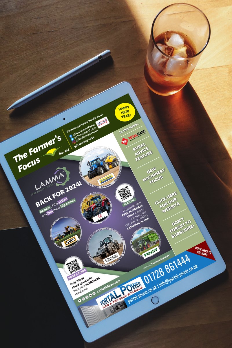 The NEW &amp; first edition of 2024 is now live. 

Happy New Year from us all here at The farmers Focus.

Check Out this Week's GET READY FOR LAMMA Feature!

Portal Power sponsor our latest E-mag
portal-power.co.uk

Check out the edition here:
farmersfocus.co.uk/publications/