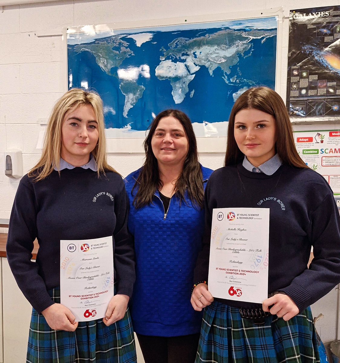 OLBAthlone's tweet photo. Best of luck to TY students Michelle Hughes and Muireann Lambe competing @BTYSTE in the Intermediate Technology Category with their project titled “Move Over Biodegradable - Let's Talk Edible”🐄 👏#btyoungscientist #silagecover https://t.co/Hgu4MjJcLo