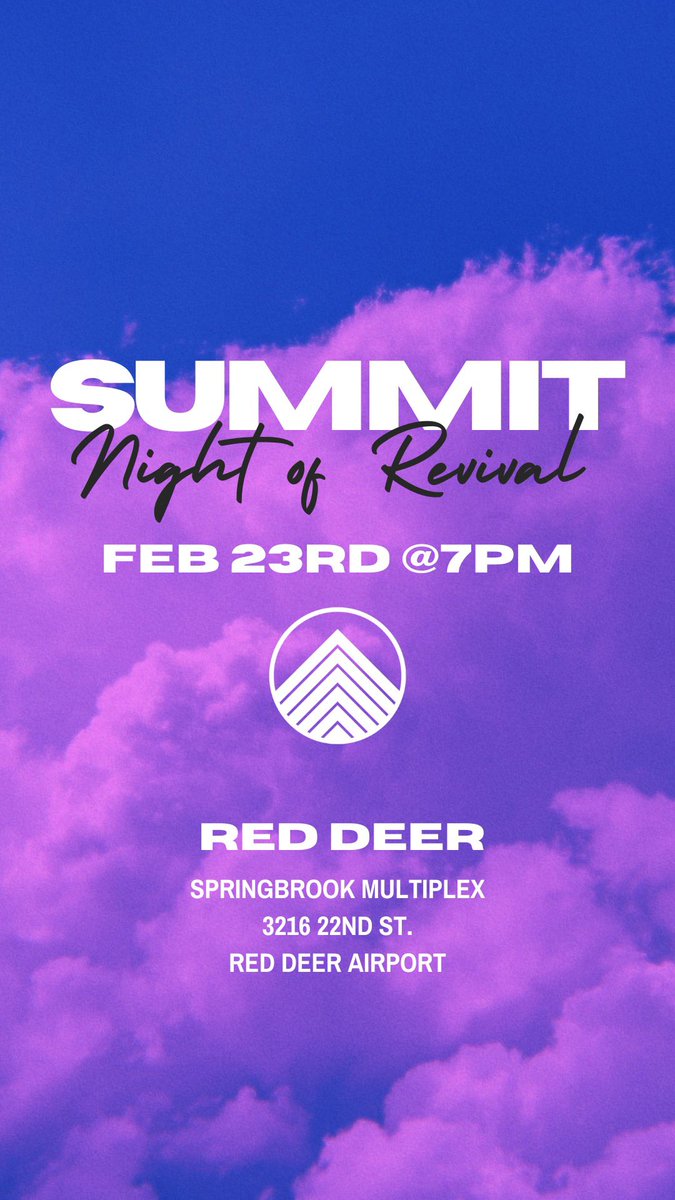 pastortjgreen's tweet image. Join us Feb 23rd for The Summit Church - Red Deer Revival Night 🔥🔥🔥
Doors open at 6:30 pm at the Springbrook Multiplex. We believe there is a revival rumbling in central Alberta.  Join us for this night of presence as we lift up the name of Jesus over Red Deer, Alberta.