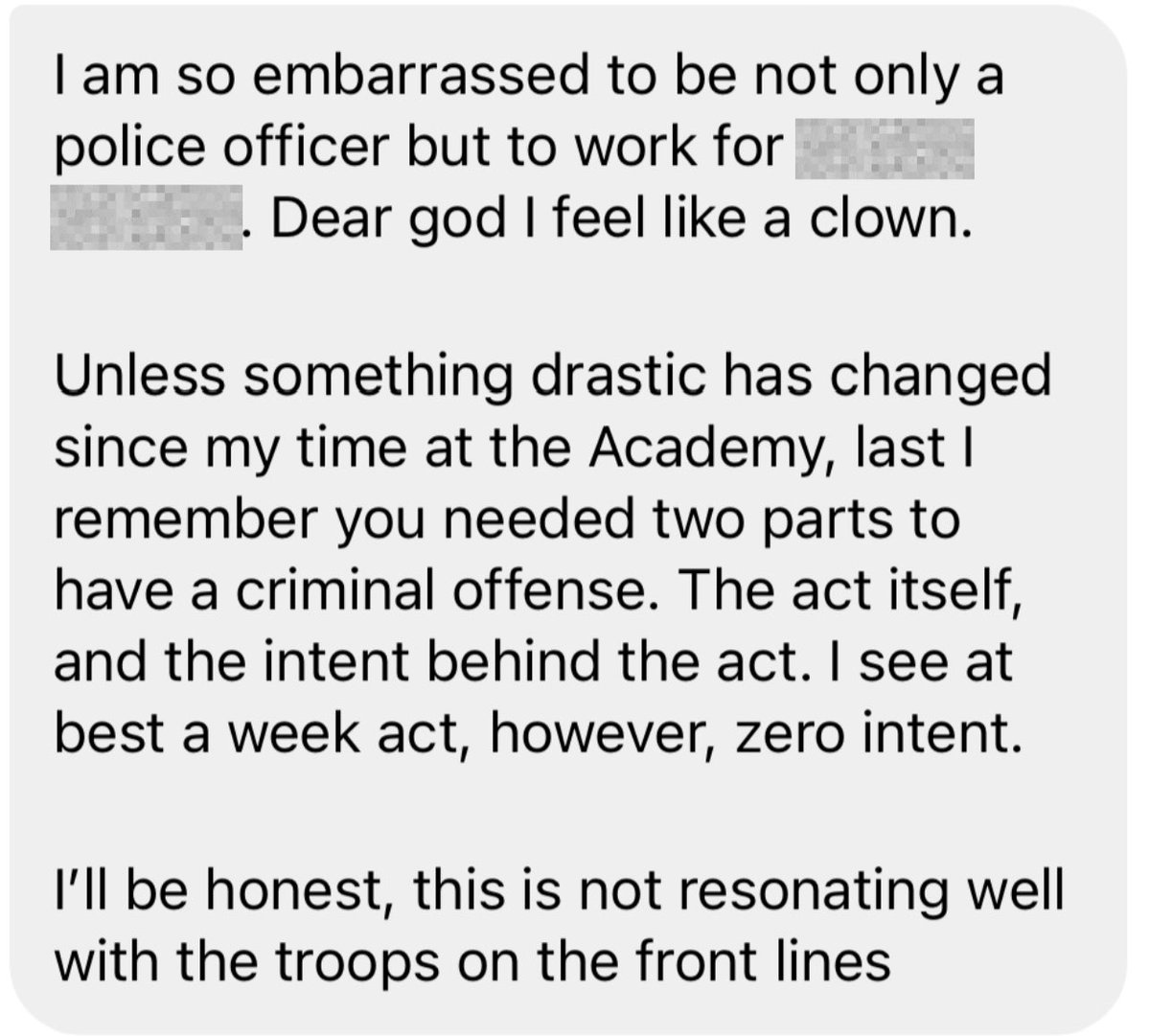#Canada, I can assure you that within the policing community at large, this is a shared sentiment.

I’ve received numerous messages from #police officers from all over the country and the feeling is the same from Province to Province.
