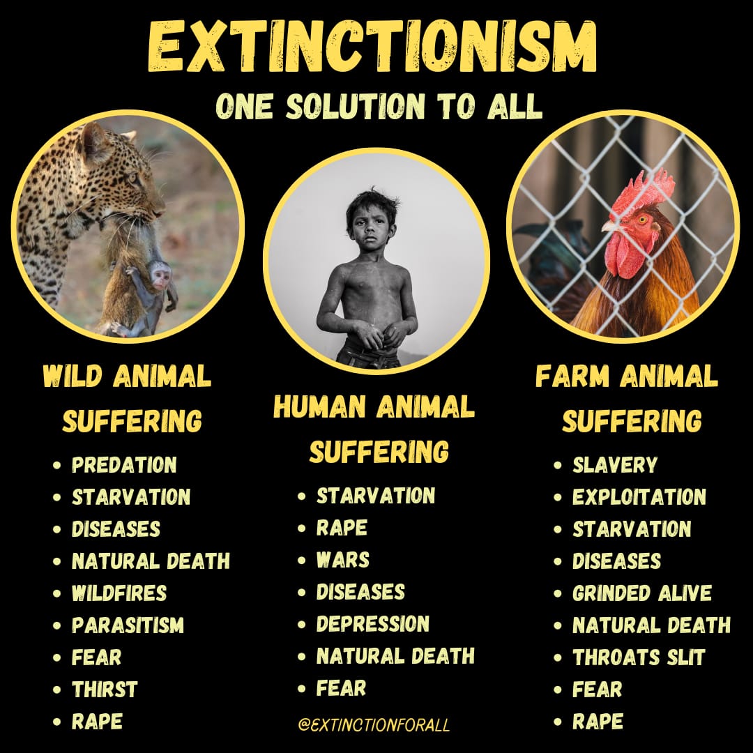Extinctionism: The Only Solution to Suffering
#Extinction #Extinctionism
#AnimalSuffering #EndSuffering