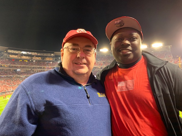 CBOA President <a href="/cboabach/">Scott Bach-Hansen</a> (Rev. Scott Bach-Hansen) and Vice President, Andre Jones at the 2019 World Series. #morethanbasketball #cboafamily