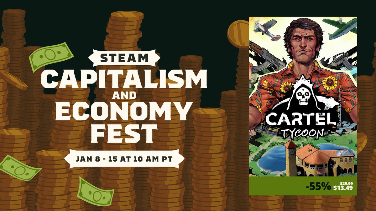Ahh... Capitalism and Economy! The pillars of Cartel Tycoon! 📈

Celebrate them with a huge discount on #Steam 💰
