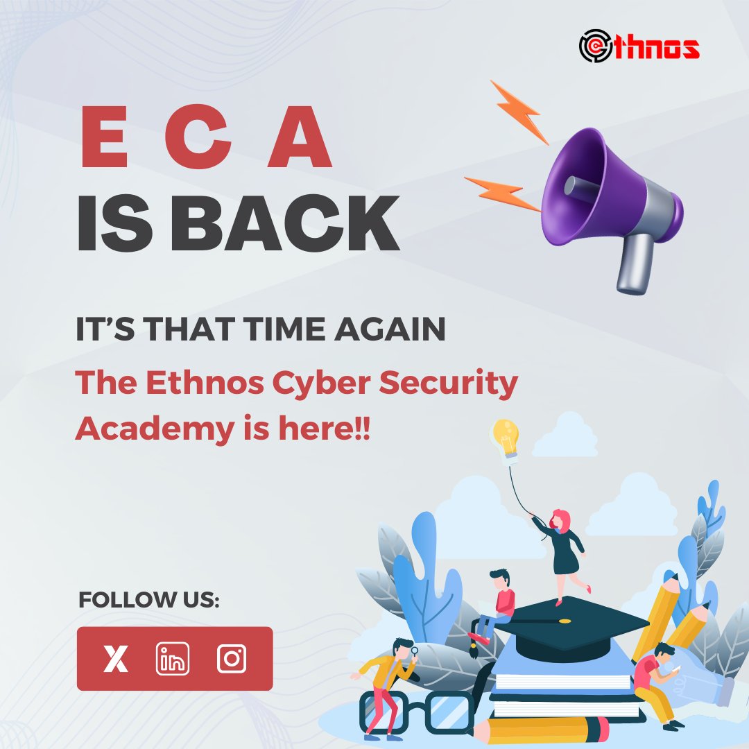 ethnoscyber's tweet photo. It's that time of the year again - Ethnos Cybersecurity Academy is here... follow us and stay tuned for more information

#cybersecurity #cybersecurityacademy #careeropportunities #freeeducation https://t.co/0iFBnIfD4y