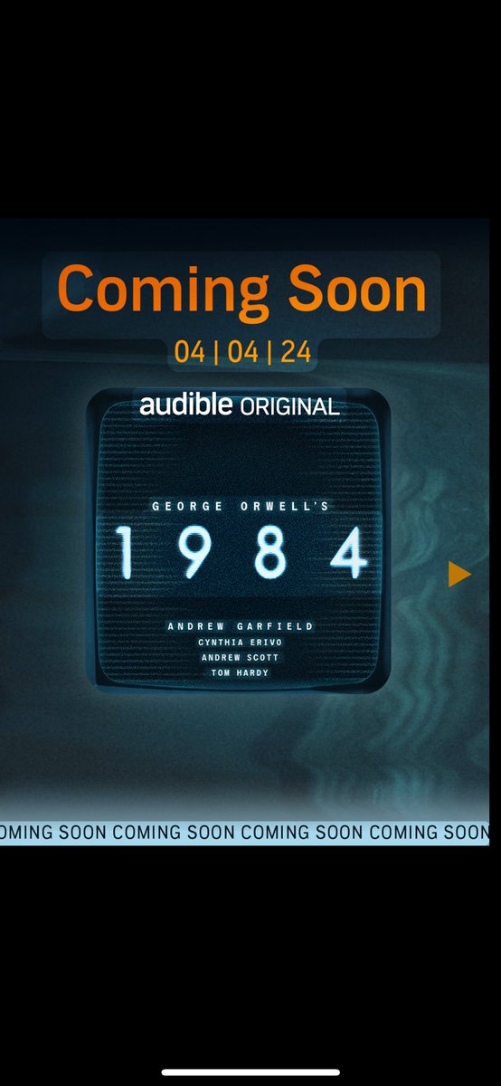 Audible Original ‘1984’, a new dramatization of George Orwell’s famed dystopian novel is coming to @audible_com on 4/4/24. This captivating story of love and rebellion comes to life with an all-star cast: #AndrewGarfield, #CynthiaErivo, #AndrewScott, #TomHardy.