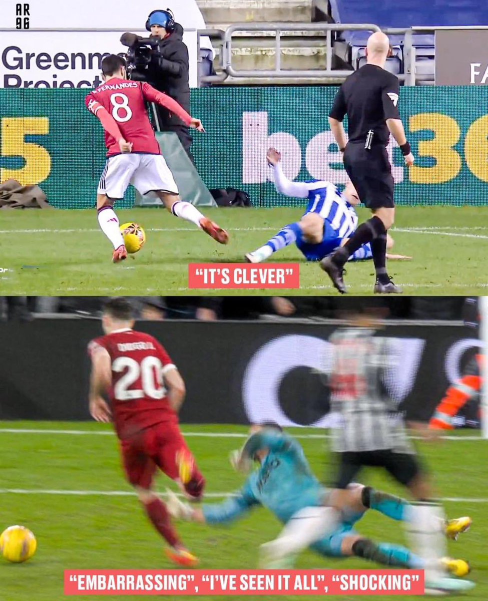 jtcoles's tweet photo. @GNev2 I’d love you to explain this clearly!
How come it’s one rule for certain players at certain clubs and a different rule for others? 🤔
Barely any contact on Fernandes, more contact on Jota.  @Carra23 What’s your take? https://t.co/oVft74wo7K