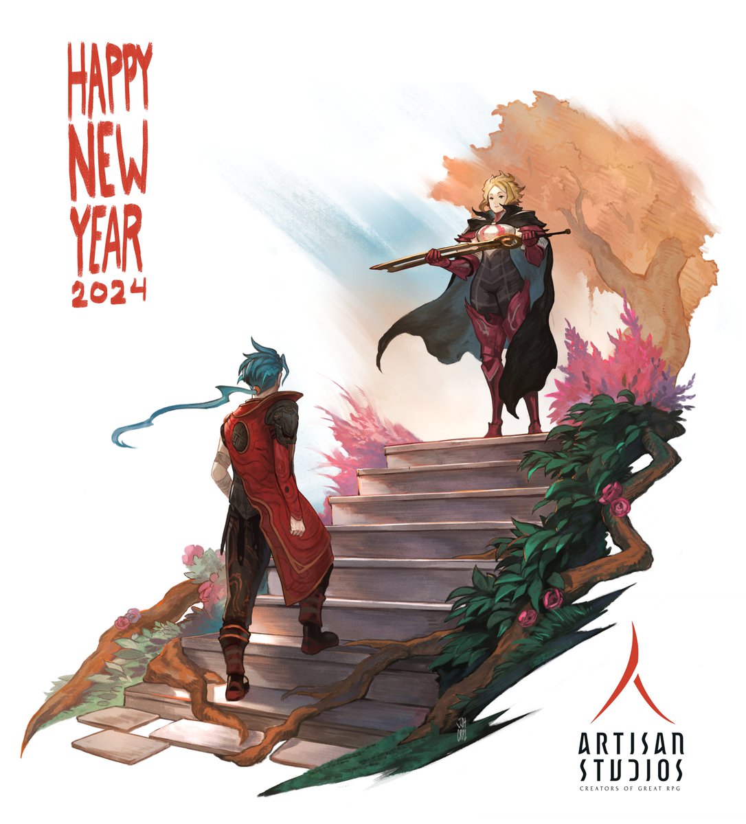 Happy New Year to you all! 🎉

In 2024 Ulan is passing the torch to a new Hero!!

Awesome artwork by <a href="/85Jsh/">JSH</a> ❤️🔥

#RPG #JRPG #videogames